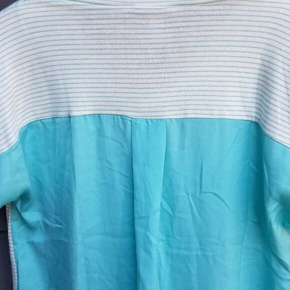 NWT Halston Turquoise/White Top Stripes on Front Color Block Back size Med - Picture 6 of 9